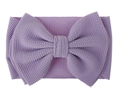 Detail of purple oversized bow headband for babies in textured waffle knit fabric - Light Purple