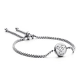 Bracciale segno Leone in argento con chiusura regolabile e ciondolo con strass - Leone (KB120299-KFC)