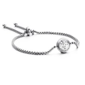 Pulsera del zodiaco acuario plateada con cristal incrustado y cadena ajustable - Acuario (KB120303-KFC)