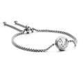 Pulsera plateada constelación Tauro con circonita cúbica y cadena ajustable fina - Tauro (KB120304-KFC)