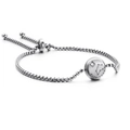 Silver adjustable Capricorn zodiac bracelet with sparkling zircon and engraved coin - Capricorn (KB120305-KFC)