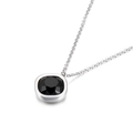 Collana minimalista in argento con ciondolo quadrato da 13mm in zircone nero - Nero