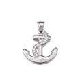 Colgante de ancla plateado pulido con detalle de cuerda estilo naval para hombre - Estilo de Ancla Color Acero (KP78002-Z)