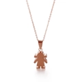 Collar de oro rosa con colgante de niña pequeña y acabado metálico brillante - Estilo Niña de Dibujos Animados (KN89968-K) / Oro rosa