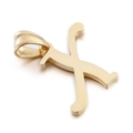 Polished golden stainless steel letter X pendant with a glossy metallic finish - Letter X (KP54502-CD)