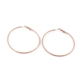 Minimalist large round hoop earrings in rose gold finish with textured metal surface - 60*2mm Rose Gold (KE98666-KFC)