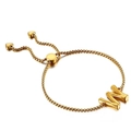 Adjustable golden stainless steel box chain bracelet featuring a capital letter W pendant - Letter W (KB123990-KFC)