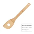 Bamboo slotted turner spatula with ergonomic long handle for non-stick cookware - Slotted Angled Turner