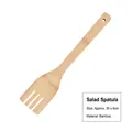 Sustainable 30x6cm bamboo slotted turner with three tines and hanging hole for non-stick pans - Three-Prong Flat Fork Turner