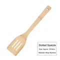 Natural bamboo slotted spatula with 3 slots and hanging hole for non-stick pans - Slotted Flat Turner
