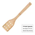 Bamboo 9-hole slotted spatula 30x6cm long handle turner for non-stick pans - Nine-Hole Flat Turner