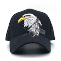 Black cotton baseball cap featuring eagle embroidery and Native Pride text detail - Adjustable / Black