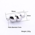 Versilberter Magnetverschluss für Schmuck mit 18mm Gesamtlänge und 8mm Durchmesser - 18*8*1mm