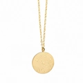 Collana minimalista con moneta d'oro e pendente con pianeta e Saturno inciso su bianco - Oro