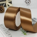 Roll of 4cm bronze satin ribbon for gift wrapping, featuring high-quality woven texture - 4cm x 22m / 30# Chocolate