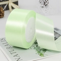 Roll of mint green silk satin ribbon for gift wrapping and wedding decor floral crafts - 4cm x 22m / 80# Pale Green