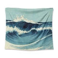Japanese Great Wave tapestry in deep blue and white ukiyo-e style for wall decor - 73X95CM / Brushed Fabric / Dark Blue Wave (GT109944)