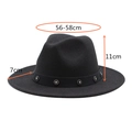 Cappello Fedora classico in lana nera con fascia di strass e tesa larga piatta - M (55-58cm) / Nero