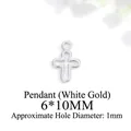 Hollow cross pendant in white gold finish for DIY jewelry, size 6x10mm with 1mm hole - 6x10mm / Platinum