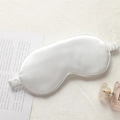 Silk satin sleep mask in pearl white featuring matching elastic headband and smooth finish - White