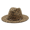 Leopard print jazz fedora hat for men and women featuring a decorative beaded band - M (56-59cm) / Light Orange