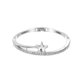 Silver star cuff bracelet with double-layer pave cubic zirconia for women - Silver Five-Pointed Star Style (0146)
