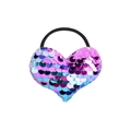 Glitter heart hair tie with purple blue pink gradient and black elastic band - Purple Blue Pink Gradient Heart (6)
