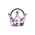 Detail showing glittery pink and purple sequin crown hair tie on a plain white background - Pink and Purple Sequin Crown (21)