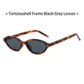 Lunettes de soleil ovales rétro avec monture léopard et verres teintés gris foncé - Monture Léopard Verre Noir Gris