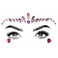 Detail of purple acrylic crystal face gems showing forehead and under-eye jewel arrangement - BL186/Purple Crystal Teardrop Style