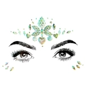 Detailed close-up of iridescent crystal face stickers in floral crown pattern on illustration - BL187/Iridescent Floral Crown Style