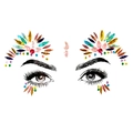Detailed placement guide for multi-color acrylic facial rhinestone stickers on forehead - BL188/Multi-color Teardrop Multi-shape Style
