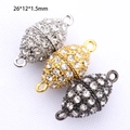 Chiusure magnetiche ovali con strass per gioielli in oro, argento e nero canna - 12mm / Oro