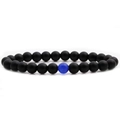Bracelet en pierres noires mates avec une perle centrale en lapis-lazuli bleu - Pierre Mate & Lapis-Lazuli (Couleur Principale Noire)