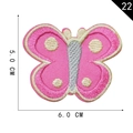 Pink and silver butterfly embroidery patch for DIY clothing, style 22 size 6.0x5.0 cm - Style 22