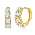Pendientes de aro vintage bañados en oro de 18K con circonitas brillantes para mujer - Dorado