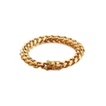 Pulsera de eslabones cubanos dorada pulida para hombre con cierre de presión en fondo blanco - Estilo de Cadena Lisa Clásica (KB110624-Z) / Dorado