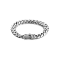 Silbernes Panzerarmband aus Edelstahl mit einem mit Strass besetzten Verschluss - 11mm Mit Diamanten Silber (KB110646-Z)