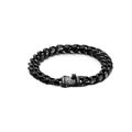 Schwarzes Panzerarmband für Herren mit diamantbesetztem Verschluss im Hip-Hop-Stil - 11mm Mit Diamanten Schwarz (KB110645-Z)