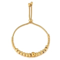 Elegante pulsera de bolas doradas ajustable con esferas pulidas y cierre deslizante - Pulsera de Cuentas Ajustable / Dorado (KB145335-Z)