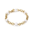 Elegante pulsera de cadena dorada con cuentas de resina blanca en estilo de moda vintage - Blanco(KR101510-Z) / US 7