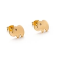 Pendientes de elefante dorado en acero inoxidable con ojos de cristal para mujer - Dorado (KE86561-K)