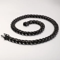 Collar de cadena cubana negra de acero inoxidable estilo hip hop punk para hombre - 50cm / Negro