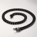Collar de cadena cubana negra estilo hip hop punk con detalle de cierre de circonitas - 65cm / Negro Con Diamantes de Imitación