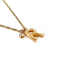 Golden letter R necklace with bamboo texture and sparkling zircon on box chain - Letter R (KN91799-KFC)