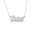 Gothic style Aries zodiac pendant necklace in polished silver stainless steel finish - Aries