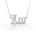 Polished silver Leo zodiac pendant on a fine link chain necklace for women - Leo