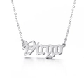 Silver stainless steel Virgo necklace with gothic art pendant on white background - Virgo