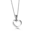 Collana con pendente a cuore in acciaio inossidabile lucido argento con design traforato - Color Acciaio
