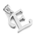 Polished silver stainless steel pendant featuring a minimalist capital letter E design - Letter E (KP54509-CD)